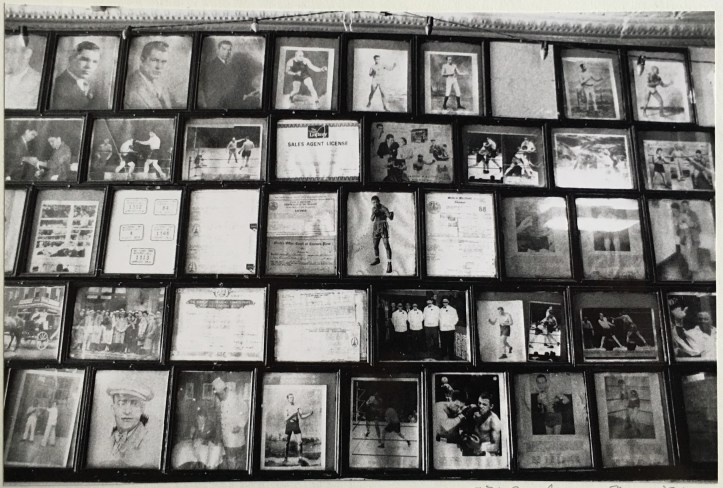 Boxing photographs inside Scallio's Tavern, Baltimore, 1988
